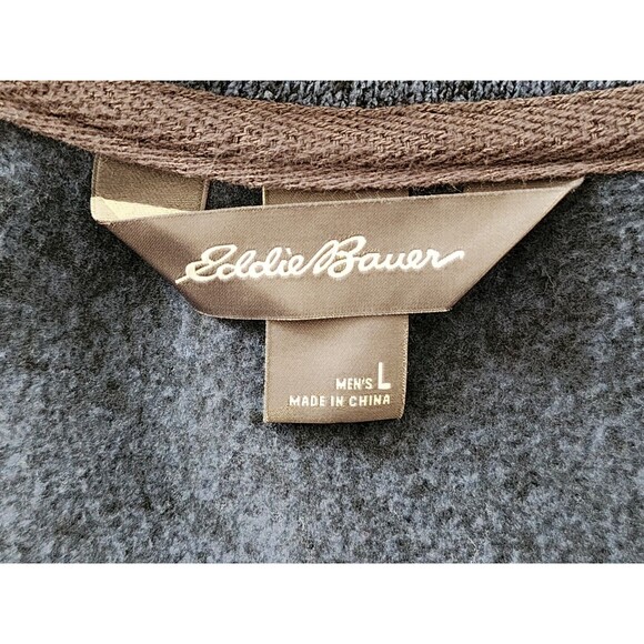 Eddie Bauer Mens Radiator Fleece Snap Front Pullover Navy Blue Mock Neck Size L - Picture 6 of 9